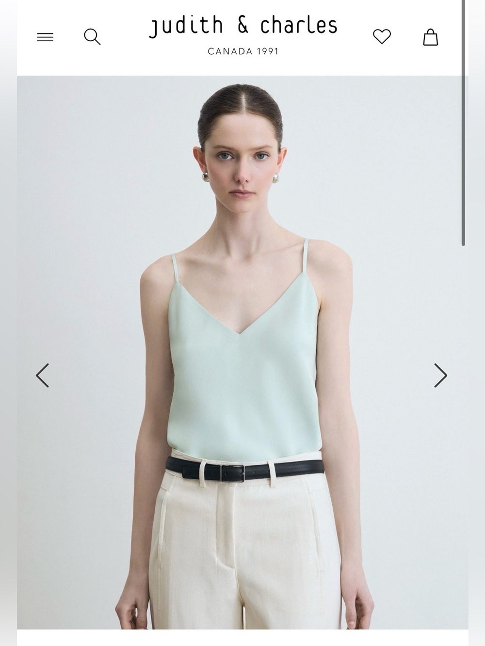 NWT judith & charles Mint V-Neck Silk Cami
